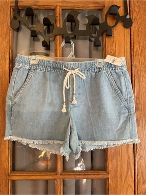 LOFT Light Wash Denim Drawstring Shorts